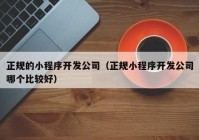 正规的小程序开发公司（正规小程序开发公司哪个比较好）